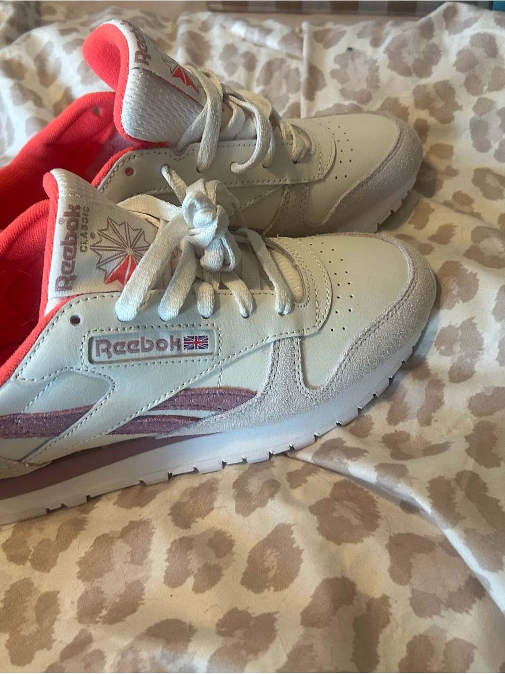 Reebok Women’s White and Coral Athletic Sneakers